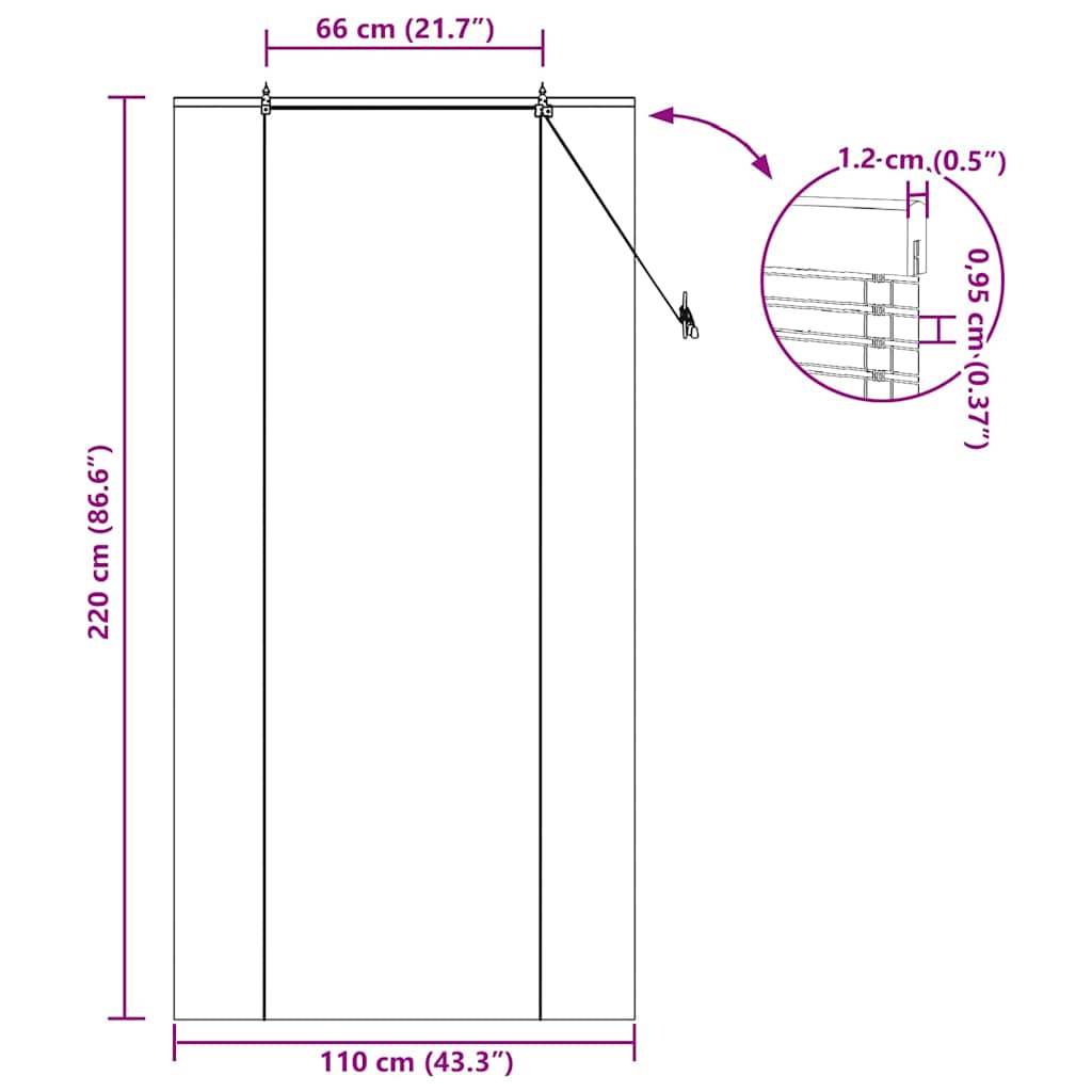 Roleta z zasłonami natura 110 x 220 cm Bambus vidaXL - 3