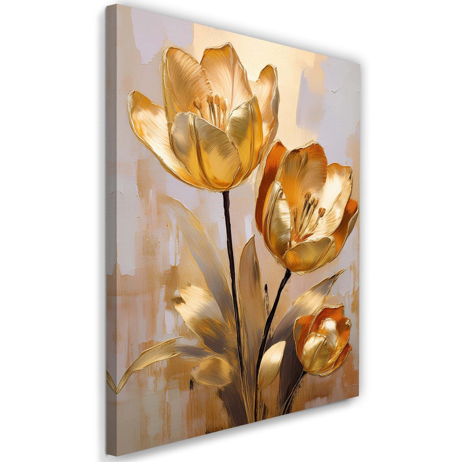 Obraz na płótnie, Złote Tulipany Glamour 70x100