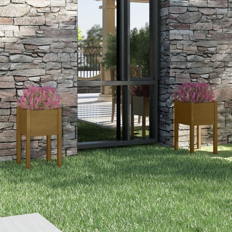 Donice ogrodowe, 2 szt., miodowy brąz, 40x40x70 cm, sosnowe