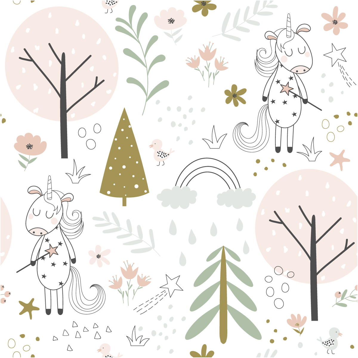 Adesivo arazzo stanza dei bambini gli unicorni dei boschi - Sticker adesivo - adesivi murali - 40x40cm - 2