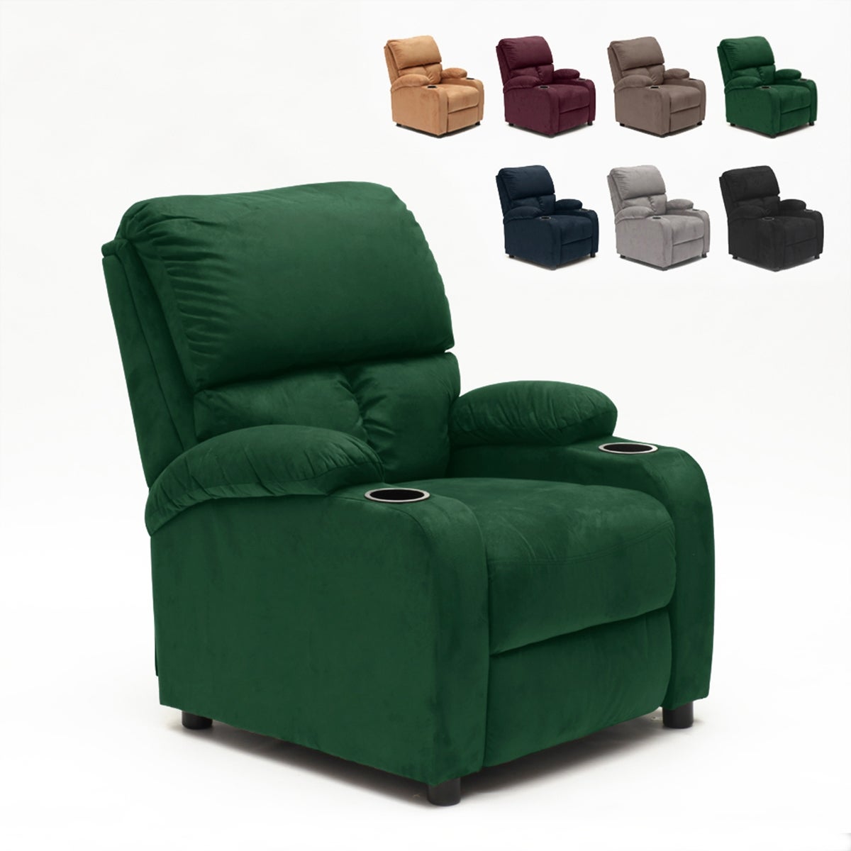 Laura Fauteuil relax inclinable en microfibre velours repose-pieds