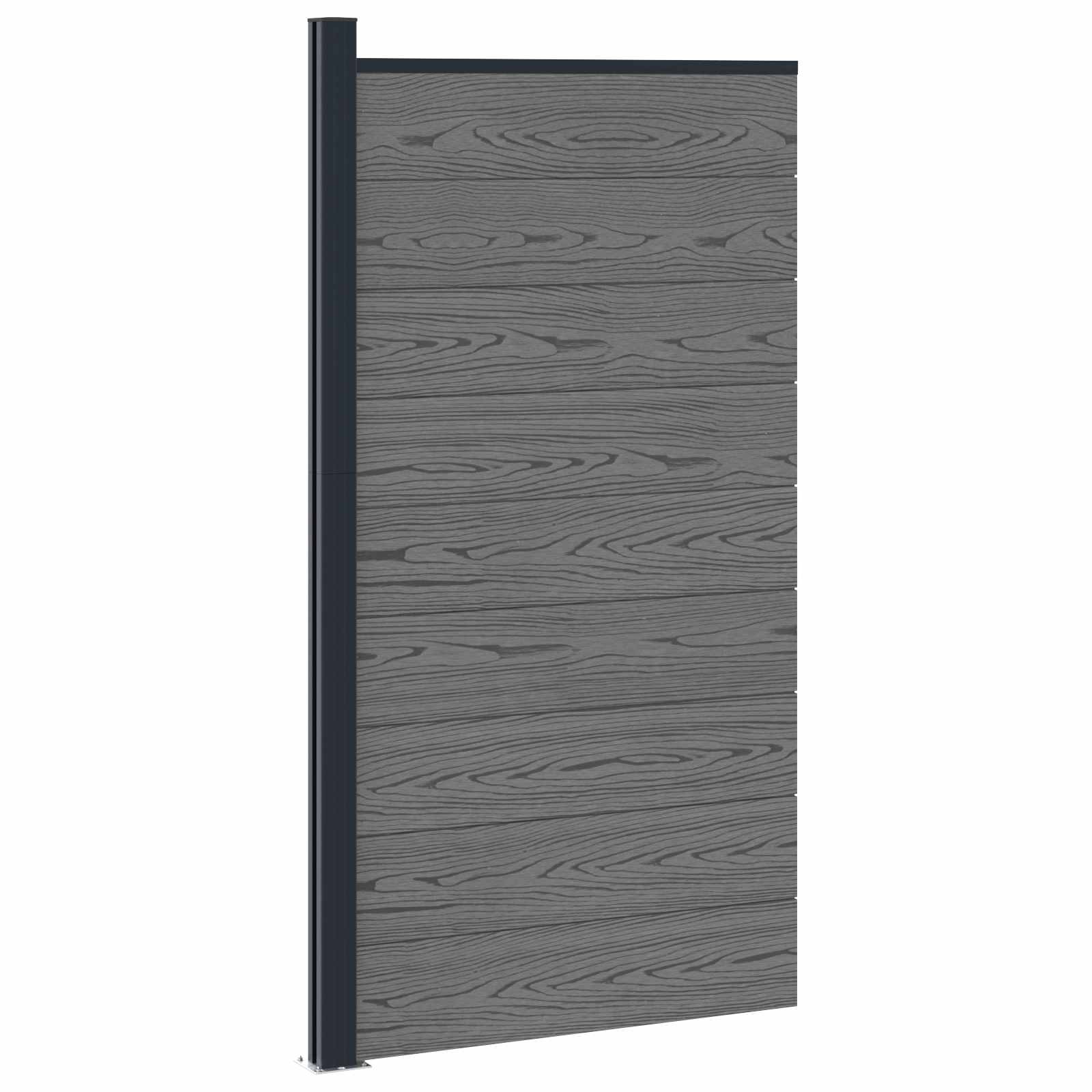 Panneau de clôture WPC et aluminium, gris - 2