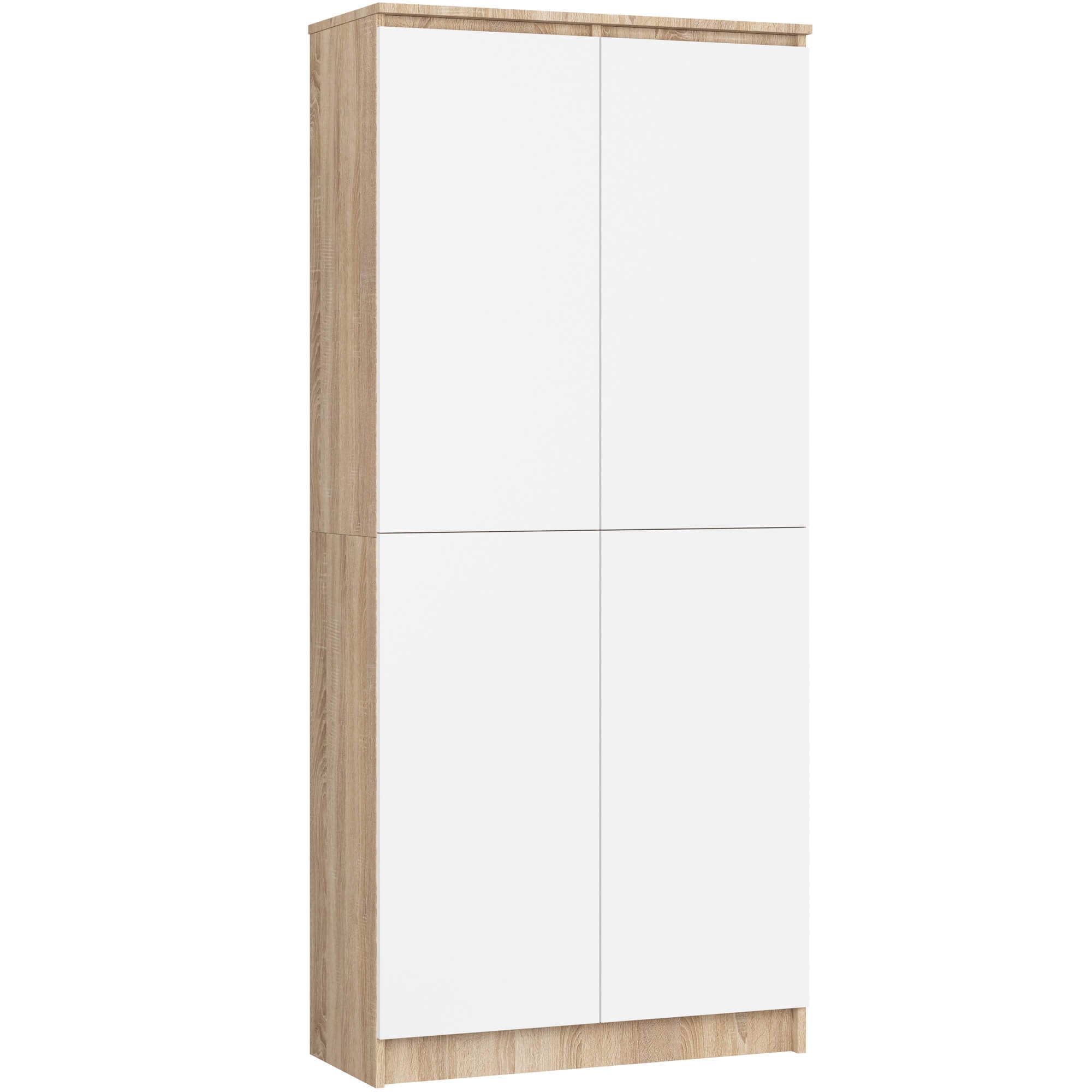 Regał AKORD R80 Dąb Sonoma 80 cm 2 drzwi kolor Biały mat 8 półek 80x35x180 cm