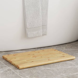 Tapis De Bain Bambou Relaxdays 61x40cm - Antidérapant Pour Salle De Bain/Sauna