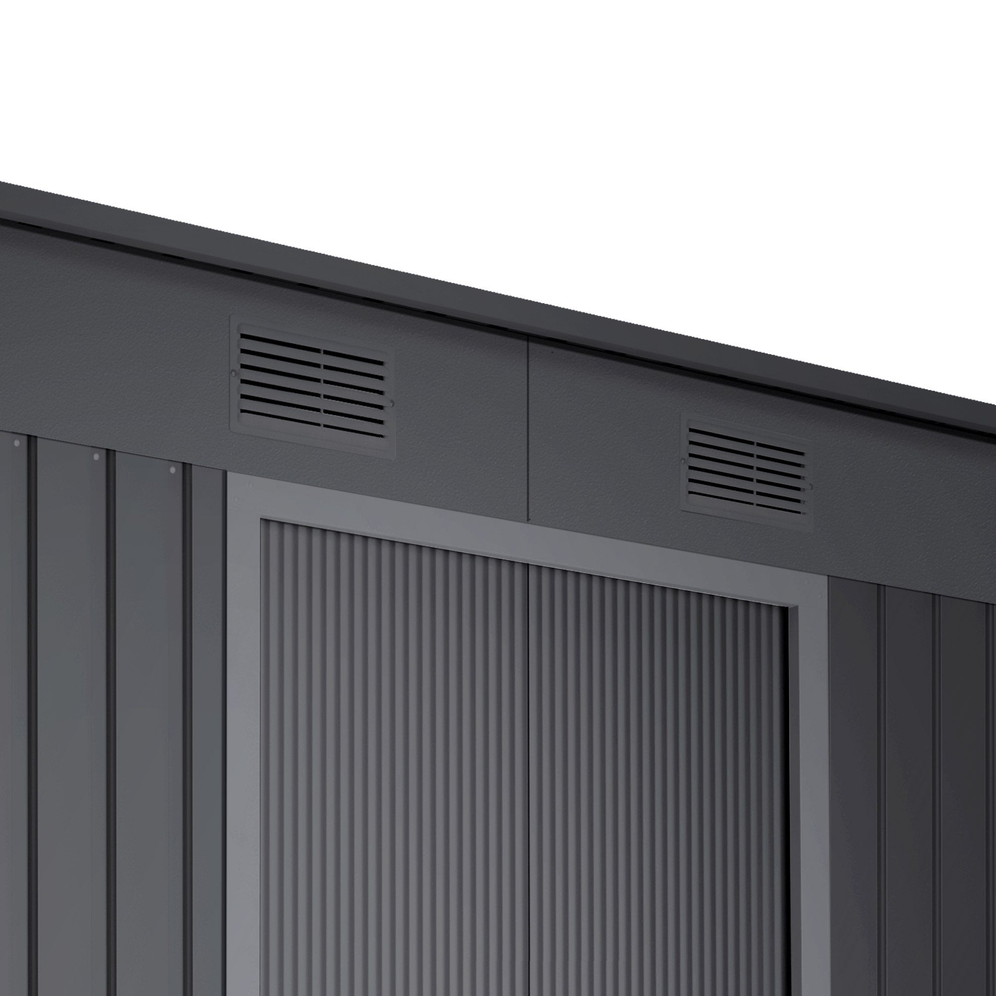 Caseta de jardín exterior 3,14m2 - 238x130x202cm - Puerta doble corredera - 2 respiraderos - Antracita - Metal - 3