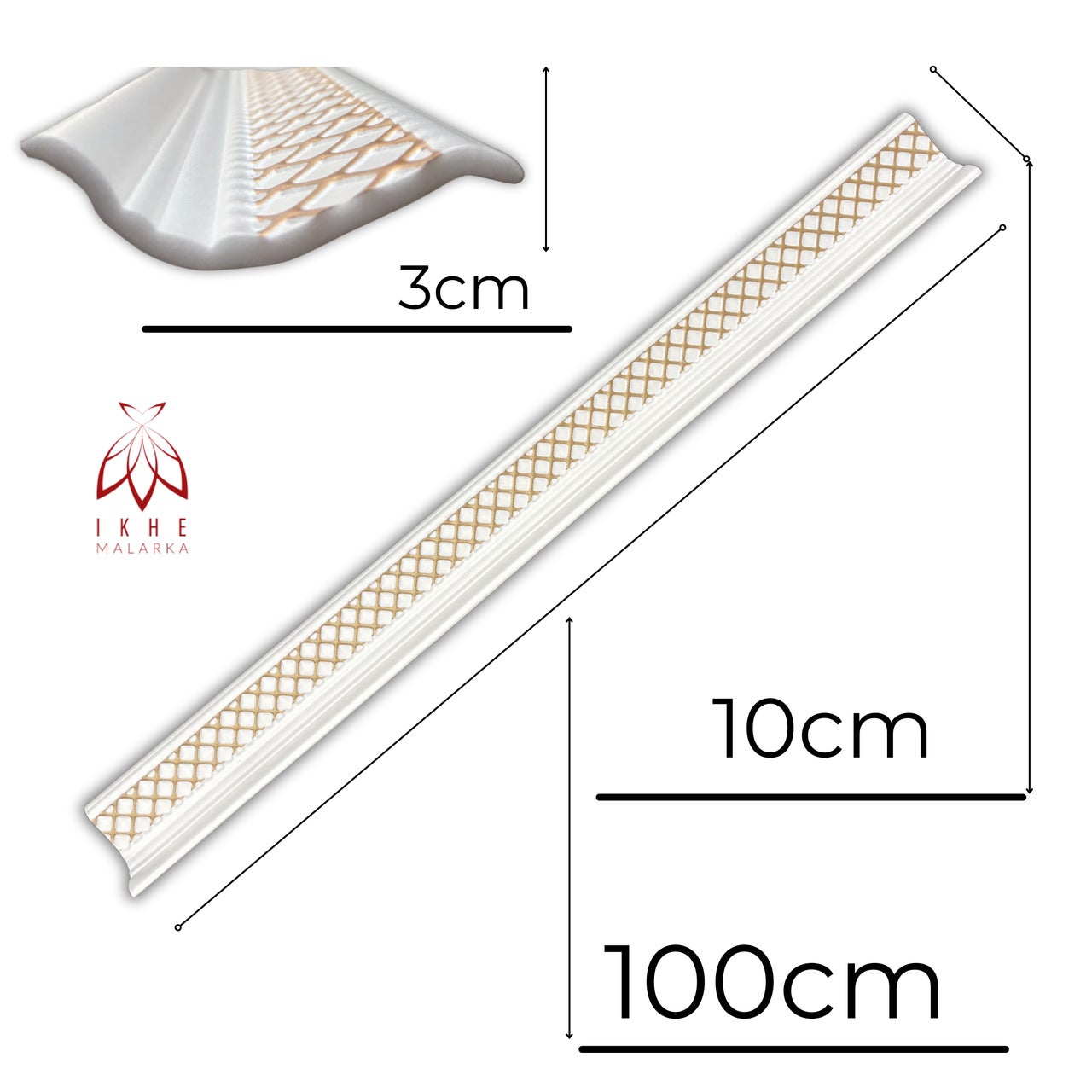 Cornisas de poliestireno XPS – molduras blancas para techo y pared – ligeras molduras decorativas de estuco 1 m (V02-08 Gold) - 2
