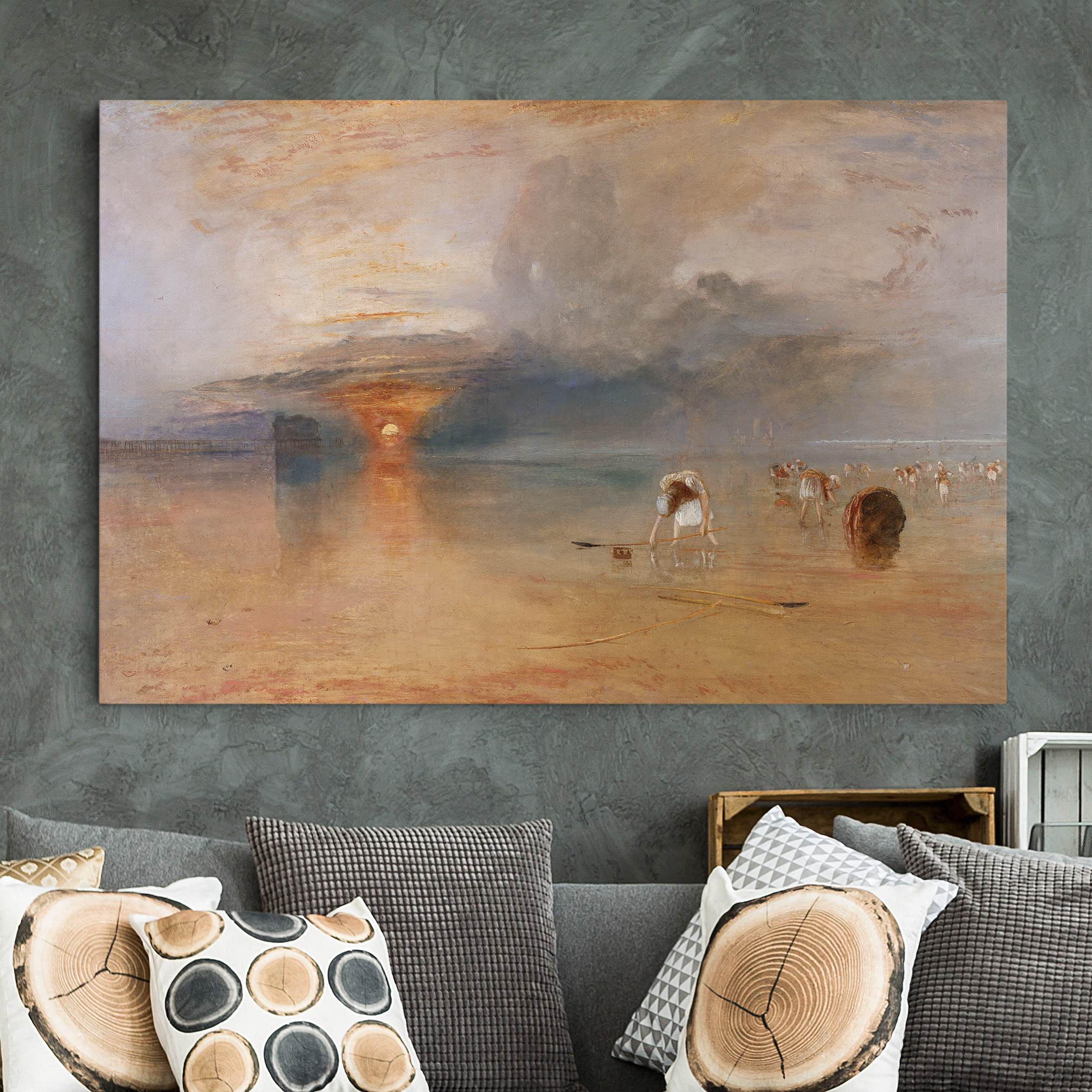Lienzo cuadro en lienzo bastidor impresion en lienzo beige william turner paisaje pintura artista 80 dormitorio salón pasillo 90 x 60 cm