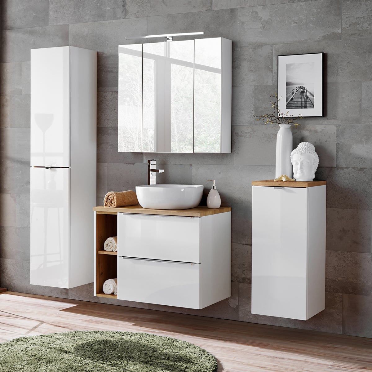 Szafka Comad łazienkowa MILANO / CAPRI 811 35 cm biała z koszem - 4