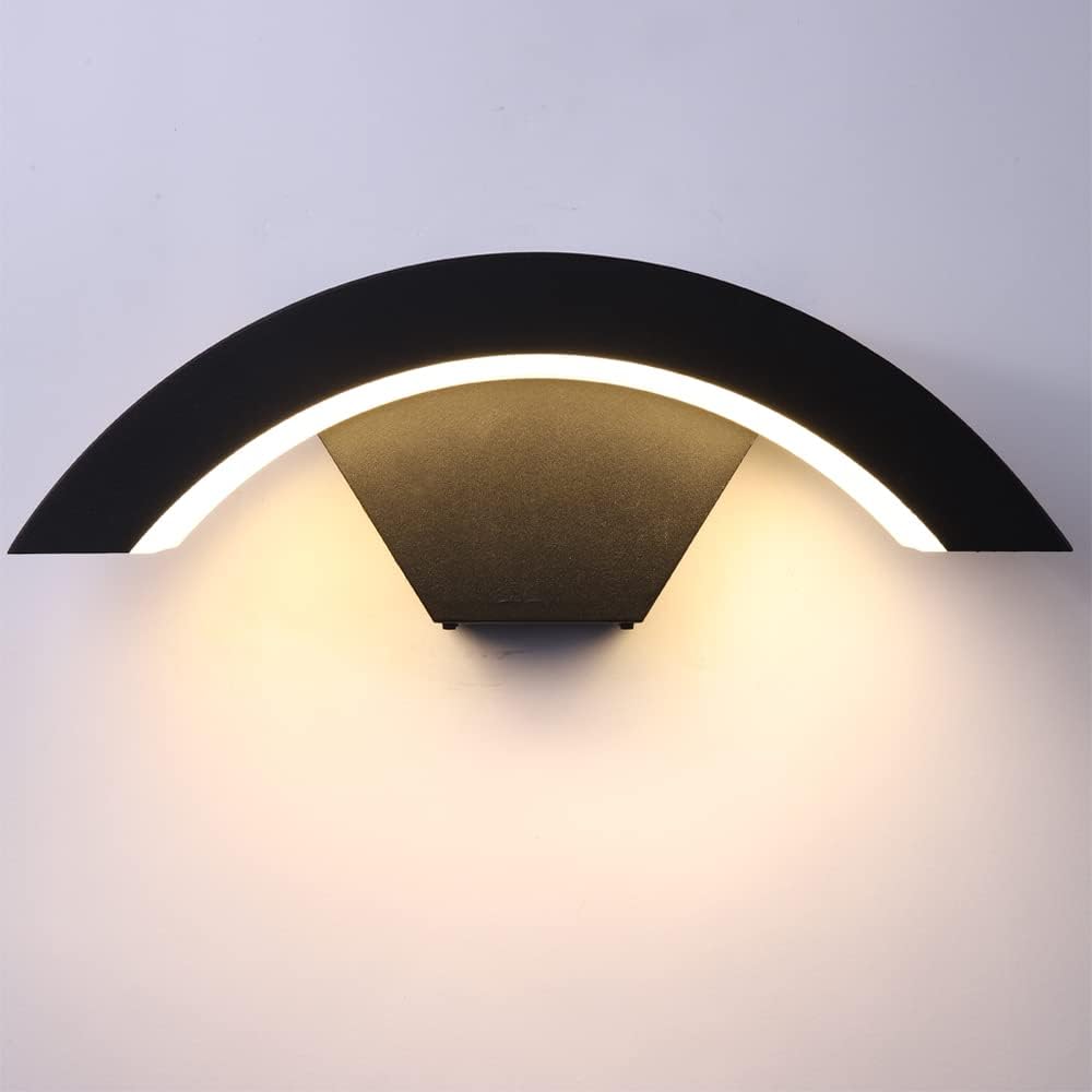 Applique LED Moderna HLFVLITE 6W Bianco Freddo 6000K – Luce Su E Giù In Alluminio Nero IP65 Impermeabile Per Esterno/Interno