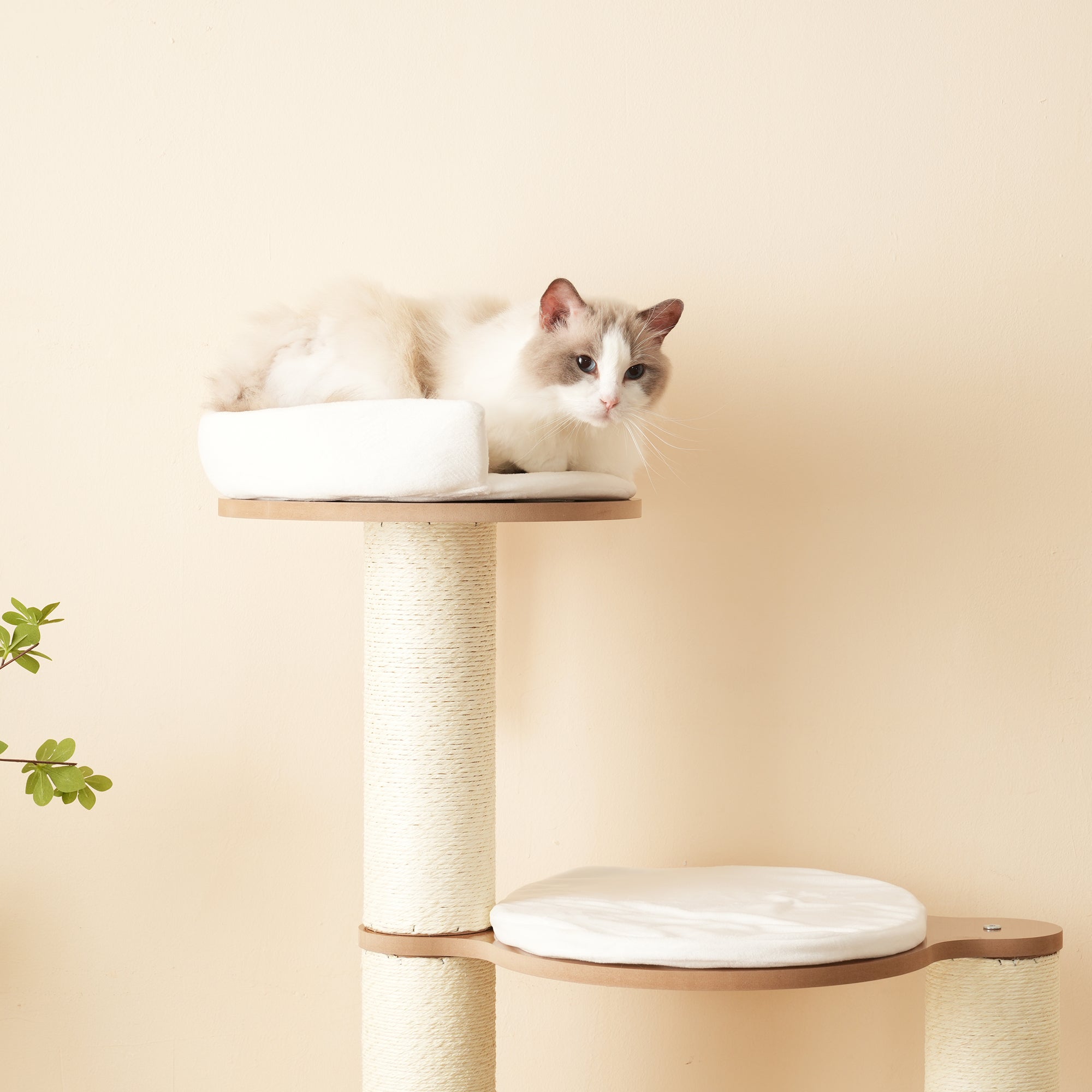 Arbre à chat avec 3 plateformes, 1 niche et coussins - 60 x 48 x 135 cm - Cadre en MDF - Marron - 9