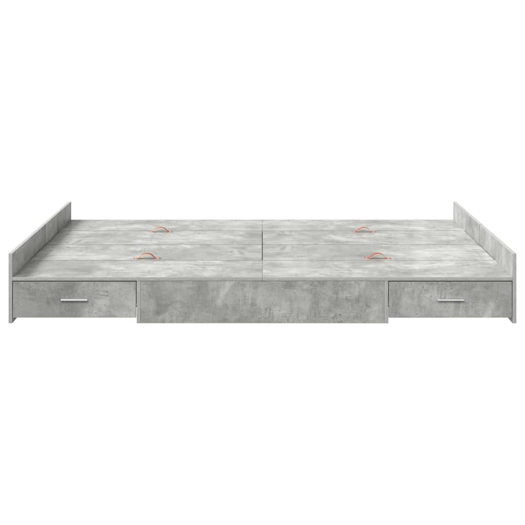 Cadre de lit avec rangement et tiroir gris béton 140 x 200 cm - 5