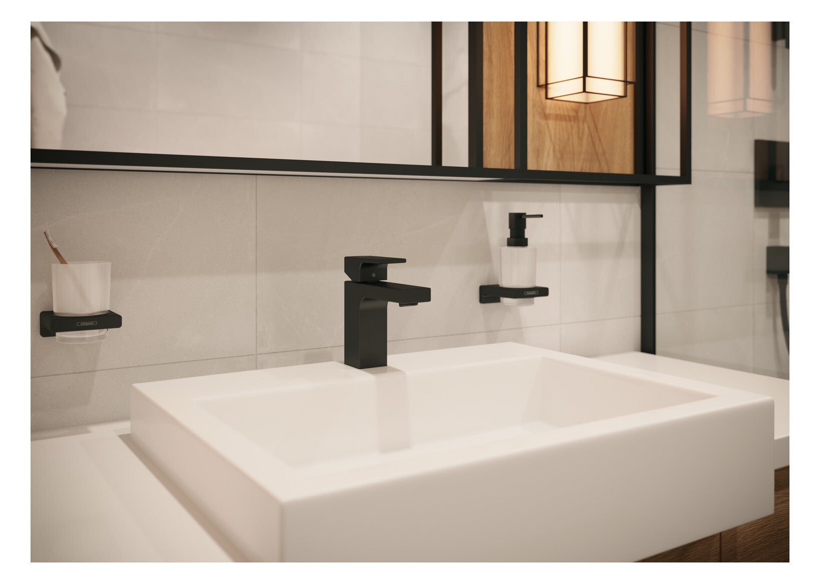 Mitigeur lavabo HANSGROHE Vernis Shape 100 Noir mat avec tirette et vidage synthétique - 7