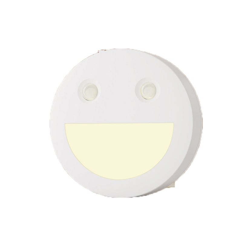 Lampka nocna zasilana bateriami z dwukolorową białą uśmiechniętą twarzą, lampka nocna LED zasilana bateriami do montażu na ścianie i w łazience