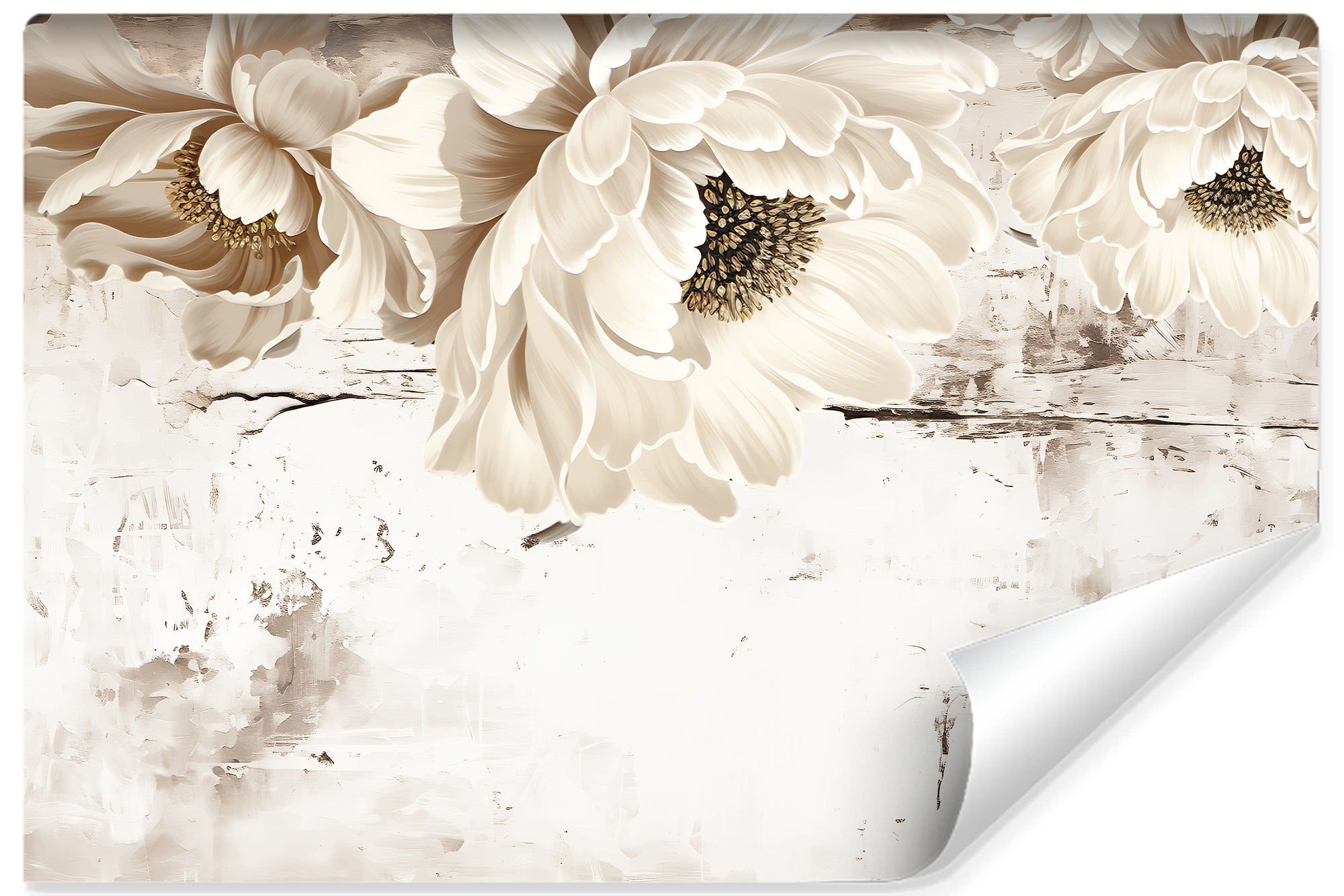 Papel pintado no tejido con foto flores retro concreto para habitación 315cm x 210cm