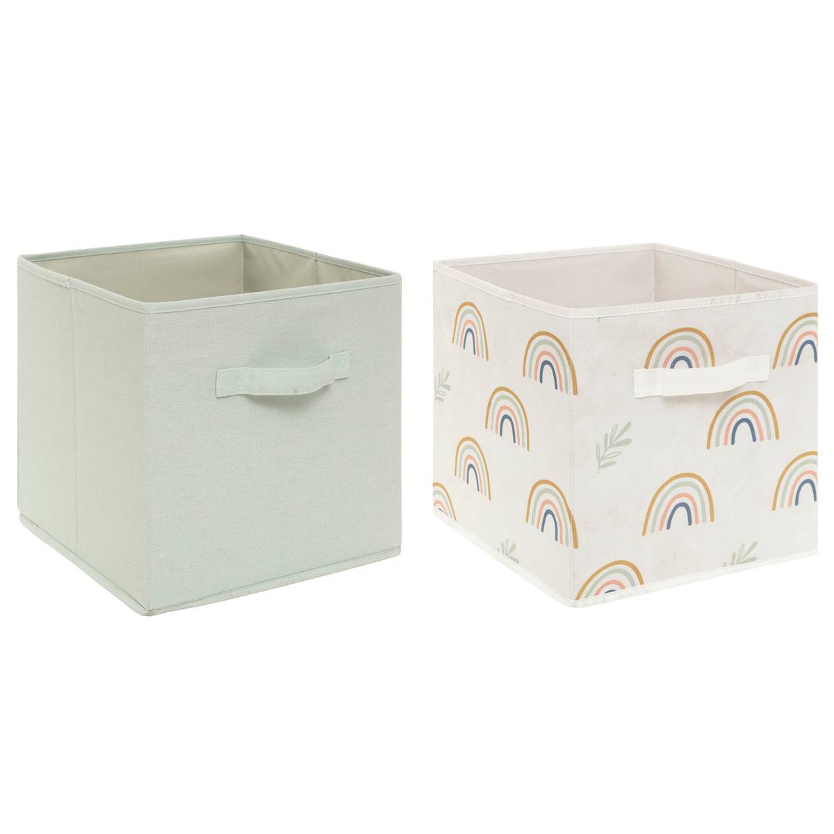 Lot De 2 Bacs De Rangement Animaux Gaze De Coton Jaune - Paniers Avec Oreilles En Relief
