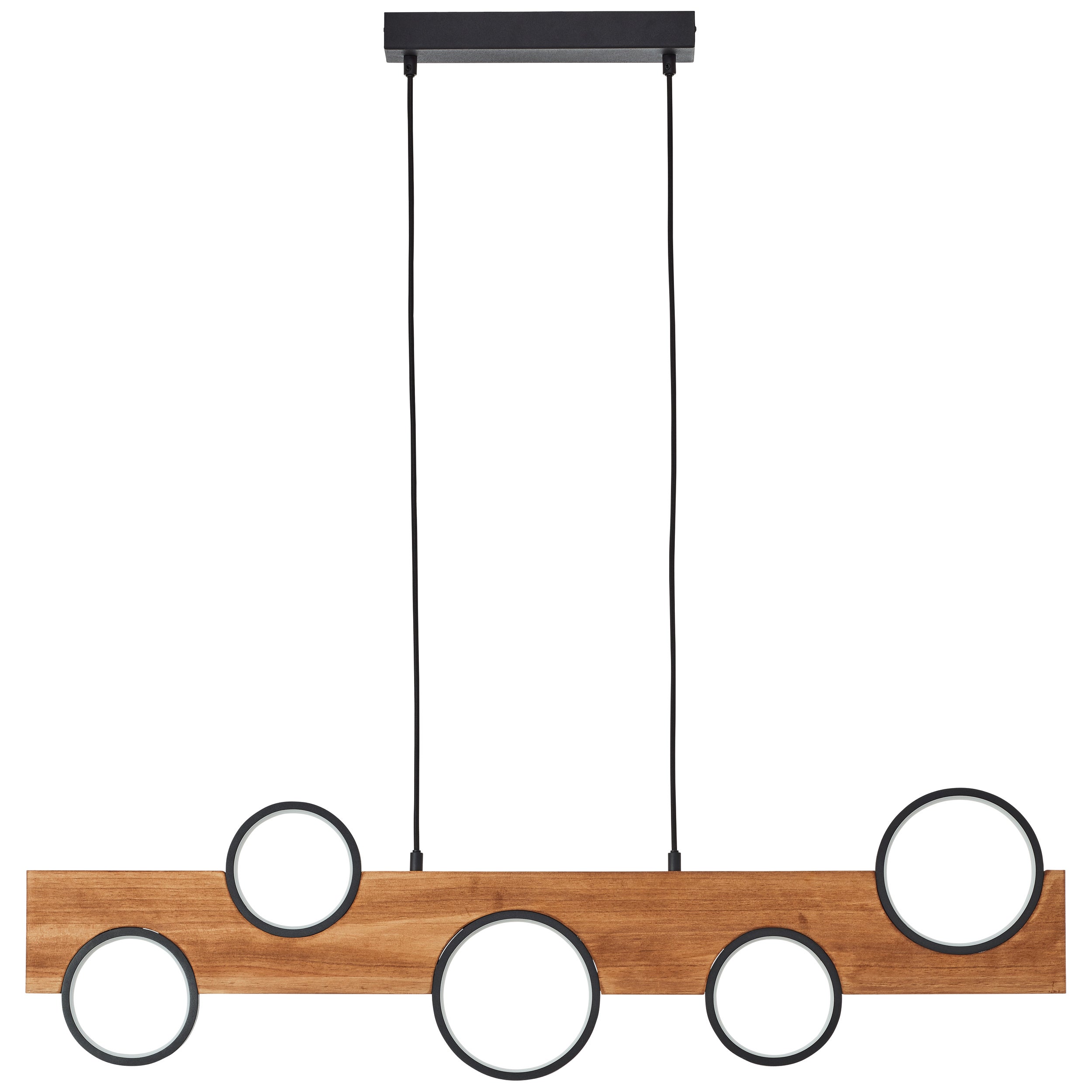 Brilliant lampa wisząca LED Cheesy 100cm matowy czarny/drewno metal/brązowe szkło 34W zintegrowane LED - 2