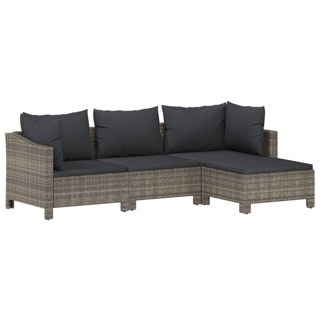 The Living Store - Salon de jardin 8 pcs avec coussins Gris Résine tressée - 5