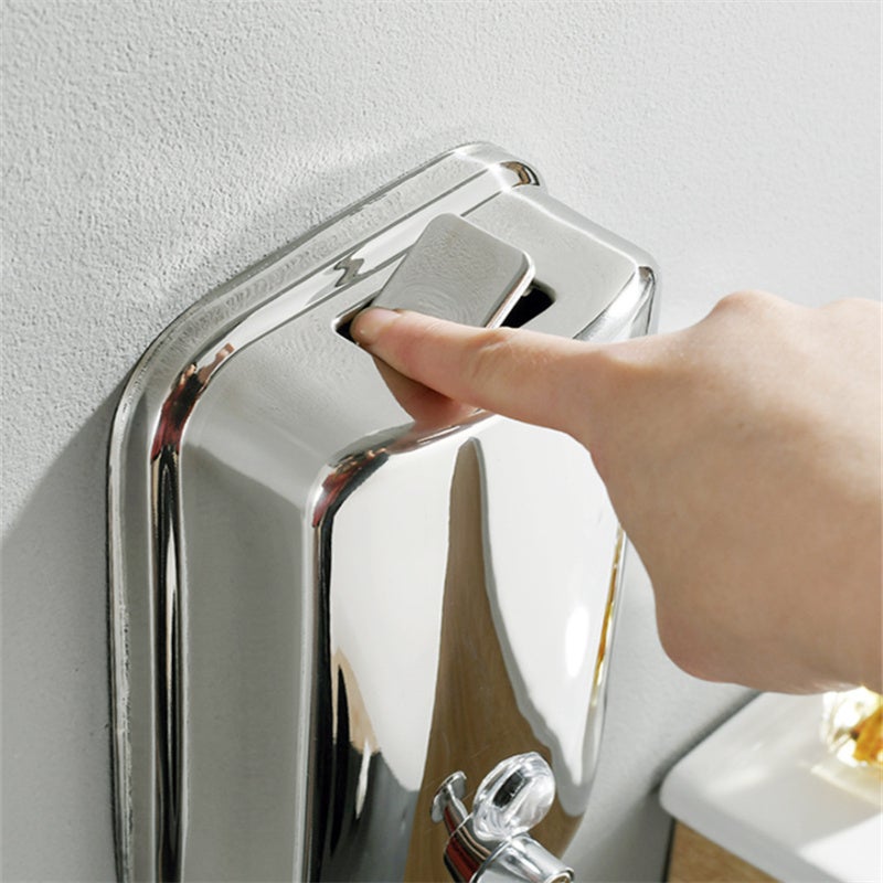 Distributeur de savon liquide mural en acier inoxydable 304, manuel, 800 ml, 5x10x18.5 cm, boîte à savon, installation facile - 3