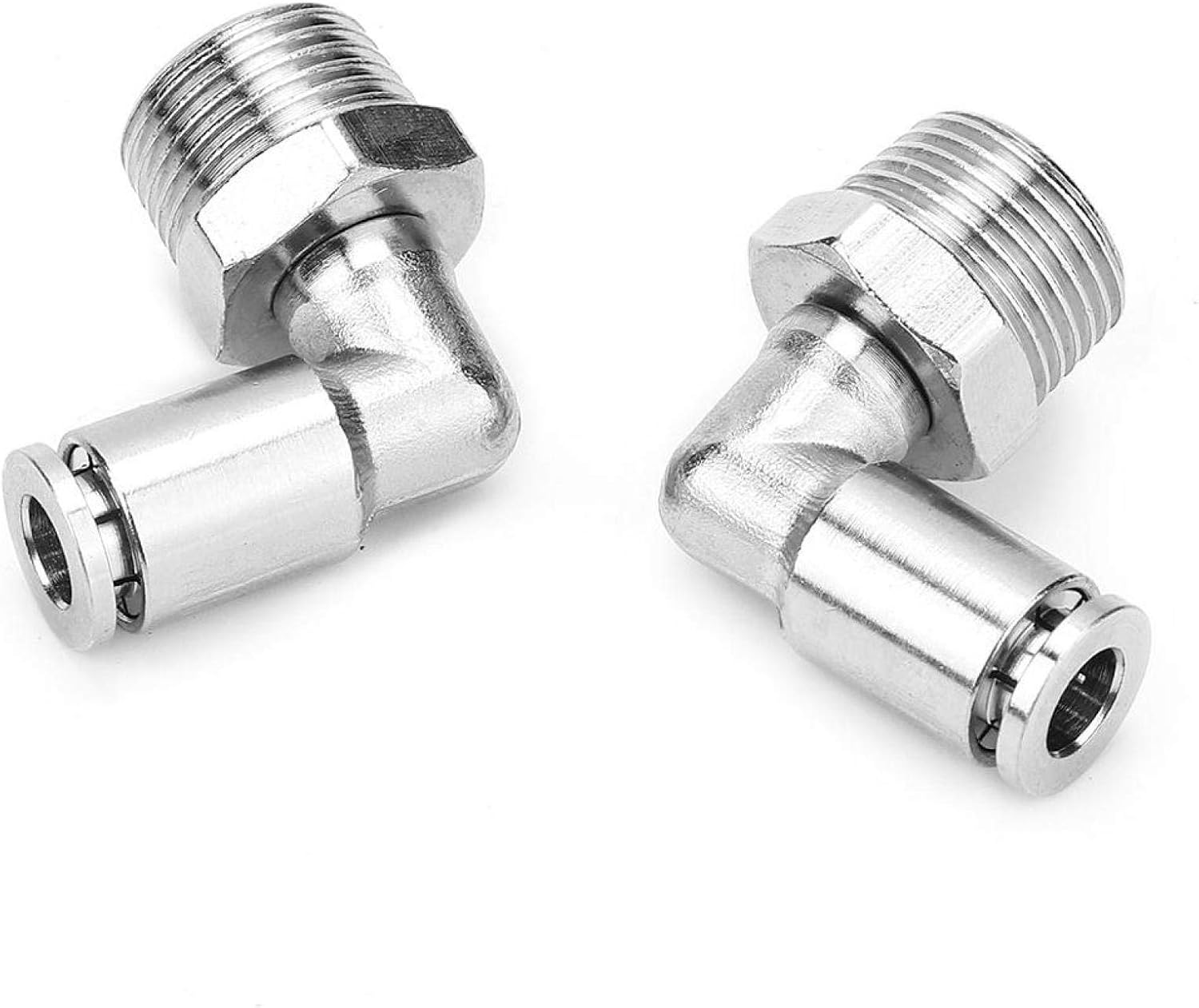 2 pièces tout-cuivre raccords de tuyau à connexion 6mm raccord rapide pneumatique + 90 degrés BSP filetage mâle(1/4