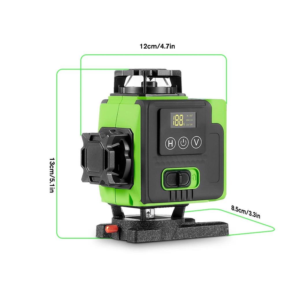 Livella laser 4D a 16 linee, controllabile a distanza tramite applicazione, linea orizzontale verde autolivellante a 360°,fornita con treppiede da 1 m - 2