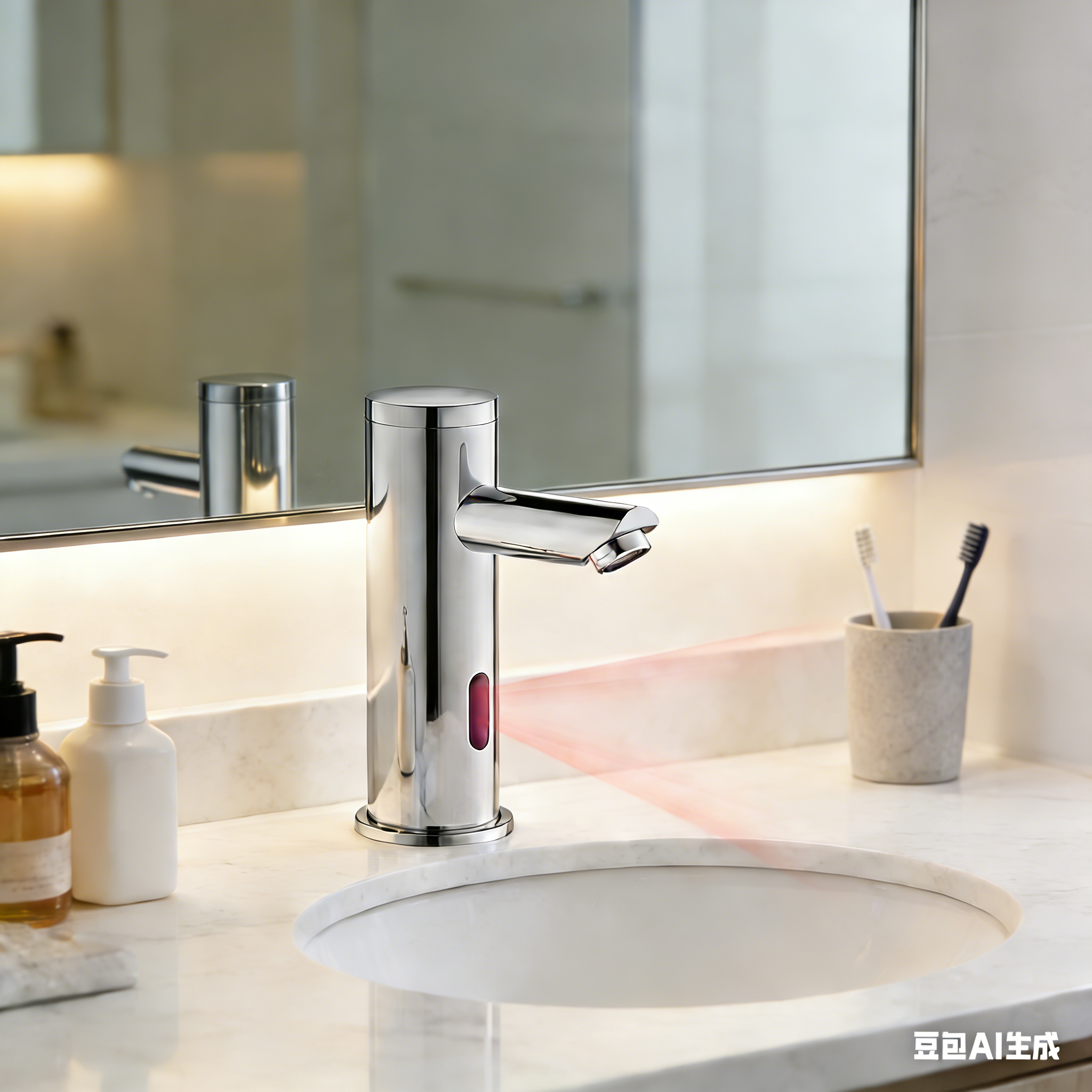 Mitigeur Lavabo Infrarouge Electronique Eau Froide et Chaude Mitigeur Automatique Laiton Chrome Robinet Automatique de Lavabo Salle de Bain - 8