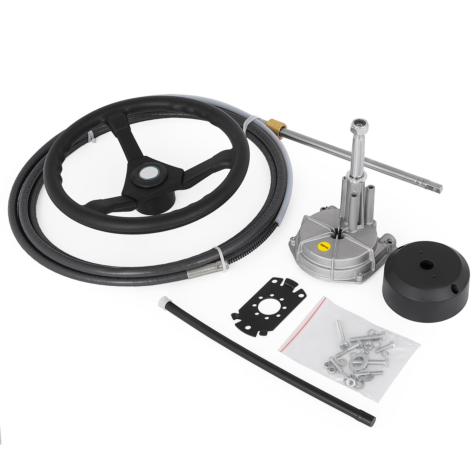 Silnik zaburtowy hydrauliczny z kablem 3,96 m SS13713 i kierownicą 34,3 cm, hydrauliczny układ kierowniczy do łodzi, akcesoria do łodzi do podró VEVOR