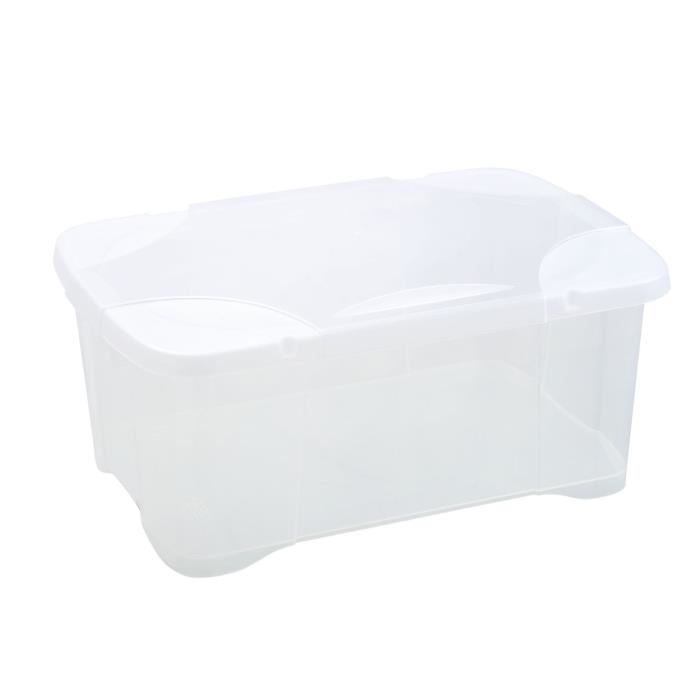 EDA PLASTIQUE Boite de rangement ClipBox 30 L - Naturel couvercle avec charniere - 54 x 36 x 24,5 cm - 4