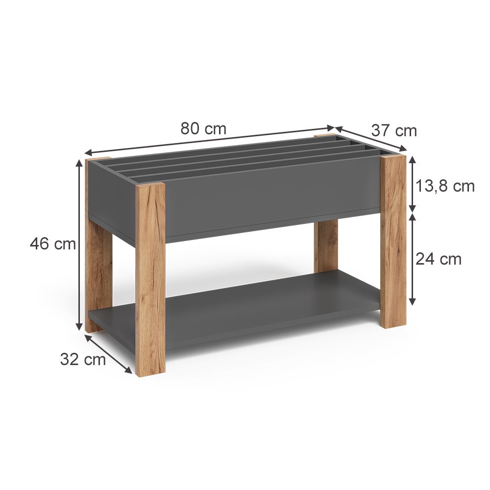 Coffre à Jouets Avec Banc Malia - Rangement Enfant Gris/chêne - 107x50 Cm