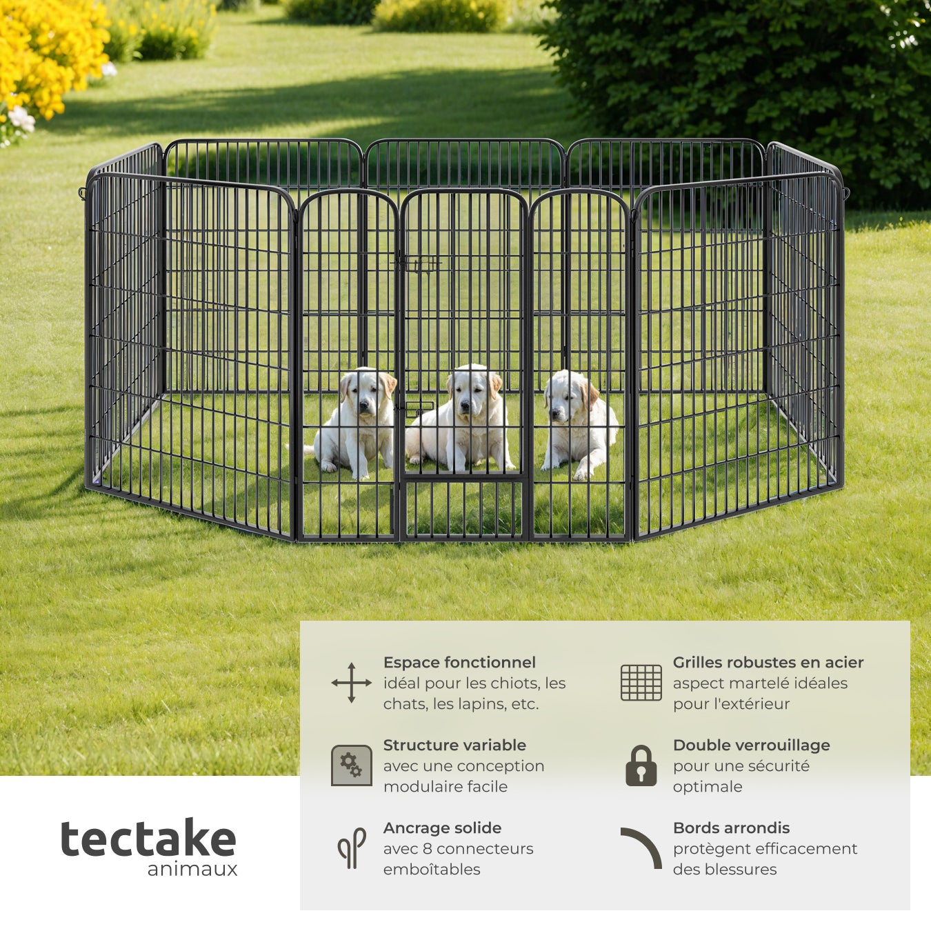 TECTAKE Parque para cachorros 8 peças, dobrável - 2