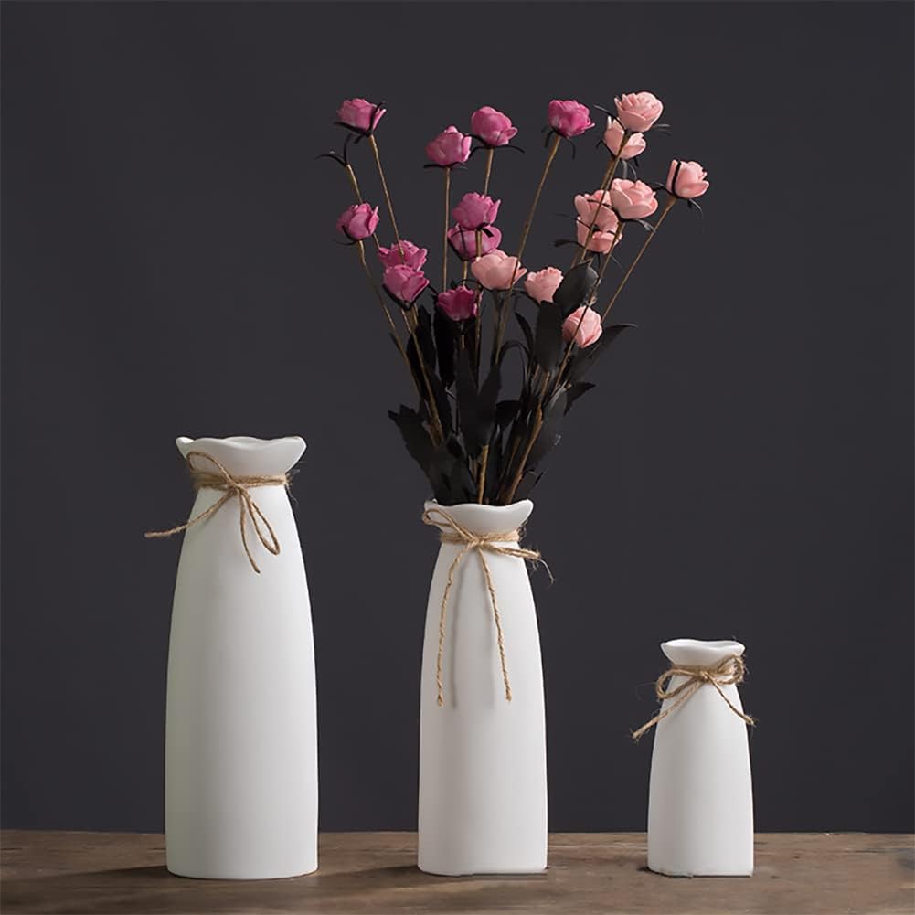 Jarrón de cerámica blanca, jarrón de flores secas, adecuado para la decoración del hogar moderno, un buen regalo. - 5
