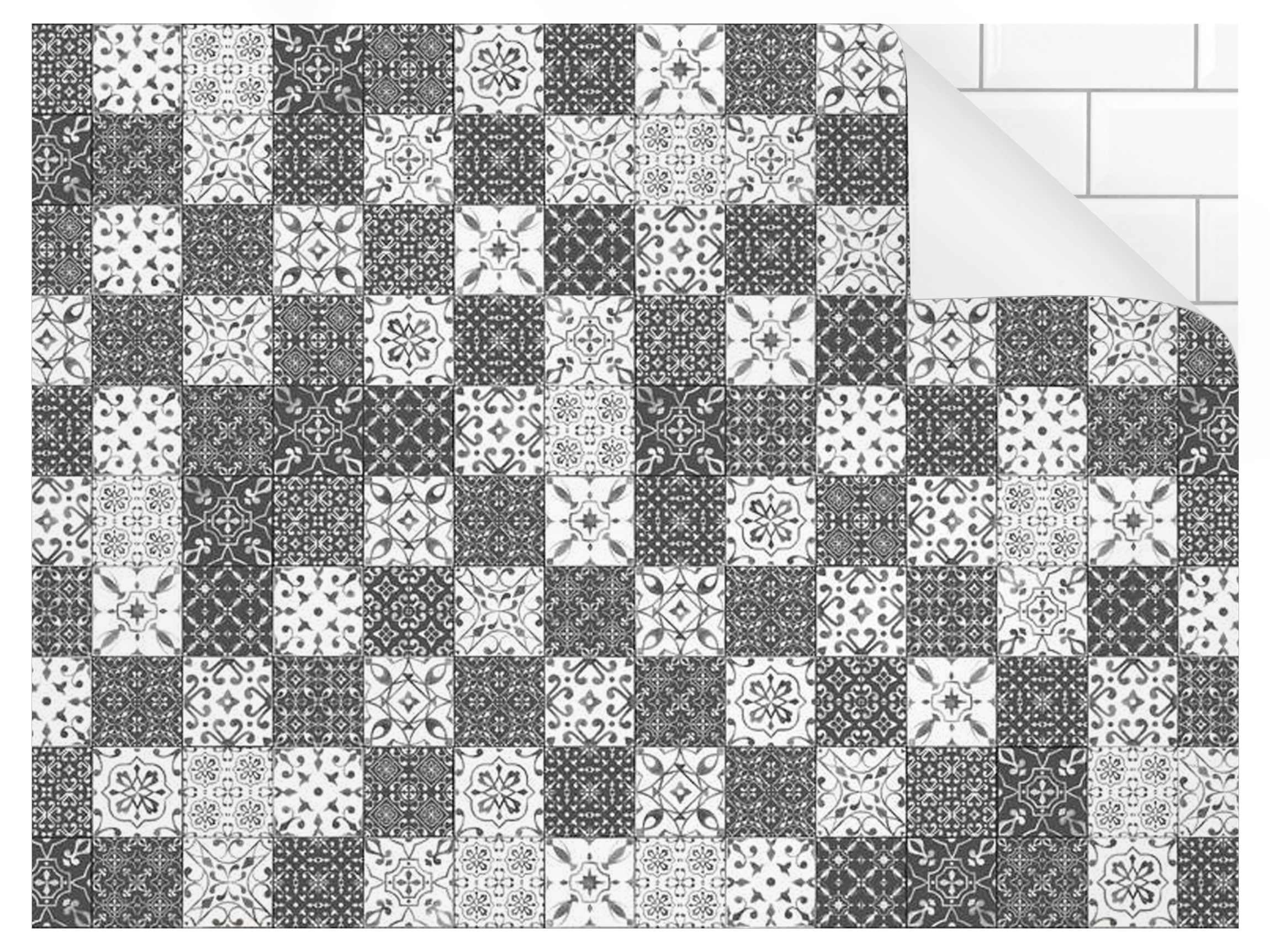 Rivestimento cucina moderno rivestimento adesivo cucina a prova di acqua e olio per pareti e piastrelle Piastrelle Grigio Bianco 200 x 70 cm - 7