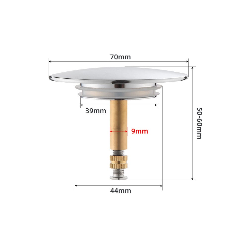 Bouchon de baignoire universel - diamètre 70 mm - avec double joint - hauteur réglable 50 mm-60 mm - chromé - 4