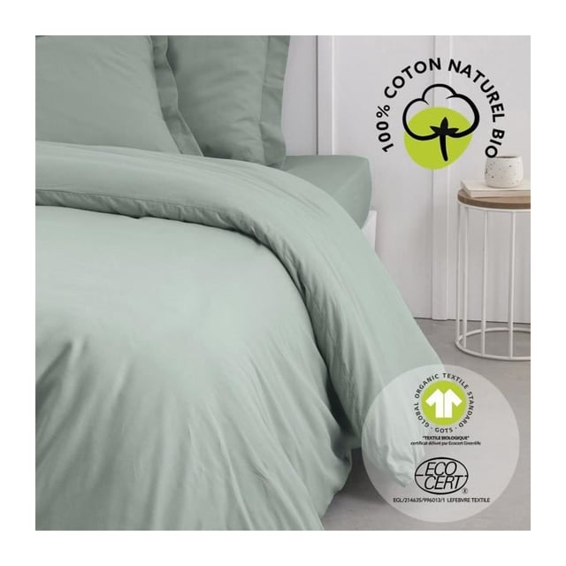 Housse de couette 2 personnes uni coton ORGANIC