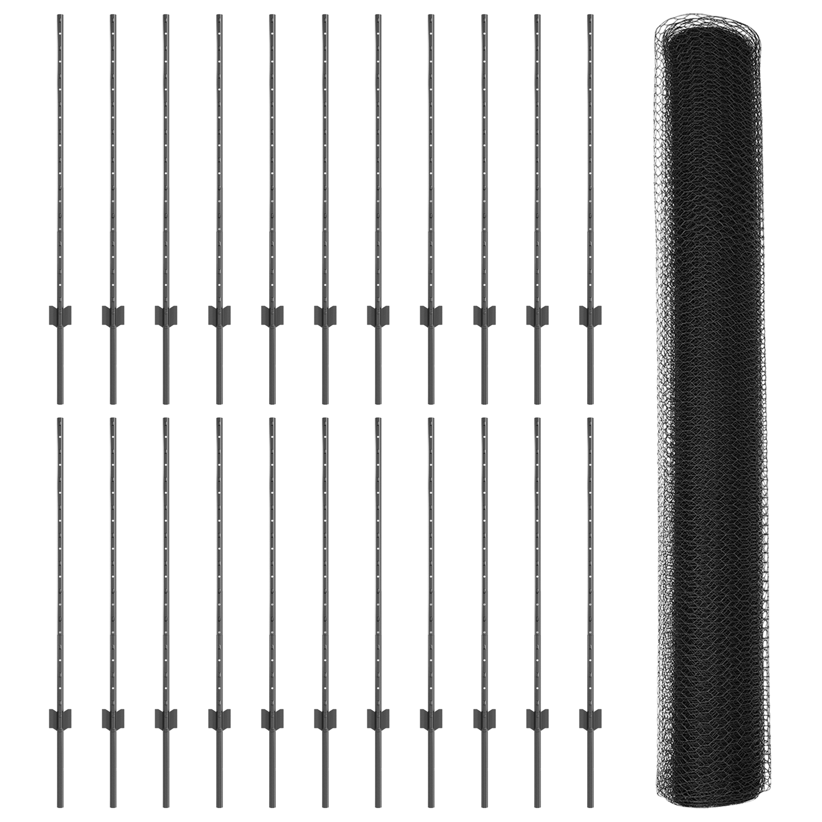 Ogrodzenie z słupkiem Szary 1 x 50 m Stal i PVC vidaXL