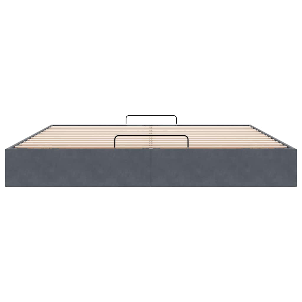 Cadre de lit pouf sans matelas gris foncé 200x200 cm velours - 7
