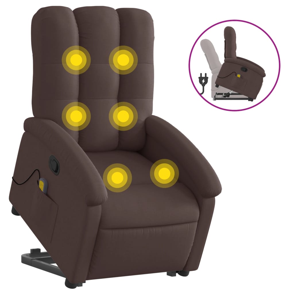 Fauteuil inclinable de massage Marron foncé Tissu - 2