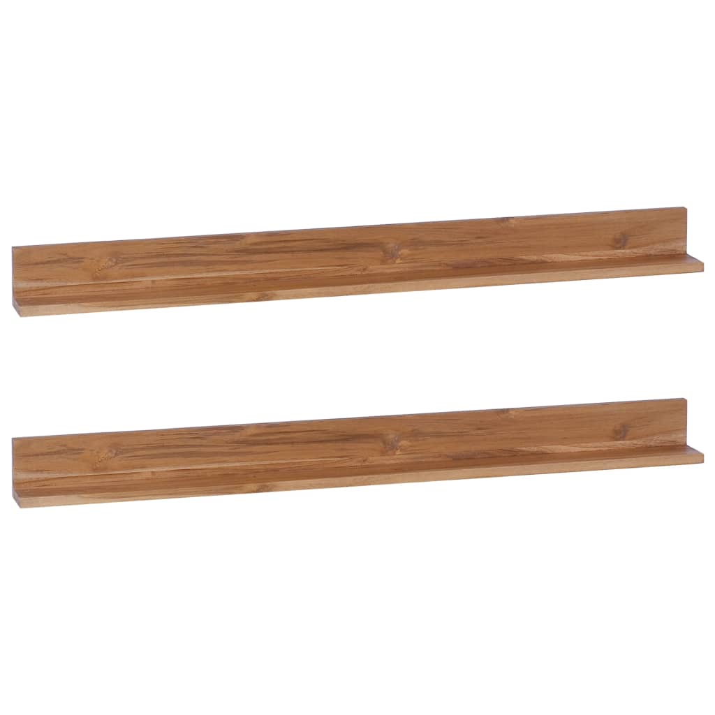 Set De 2 étagères Murales En Teck – Style Scandinave Vintage – Idéales Pour Livres Et Décorations
