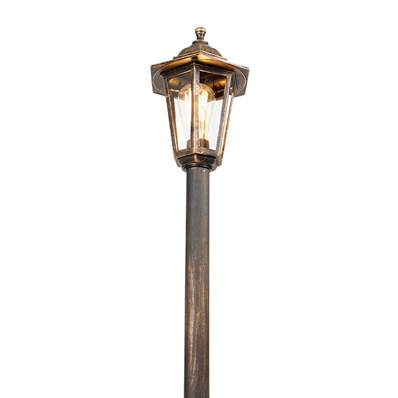 Qazqa classic-antique lanterne extérieure pour jardin - New Haven - doré/laiton, max. 15w, e27, 122cm, IP44 - 9