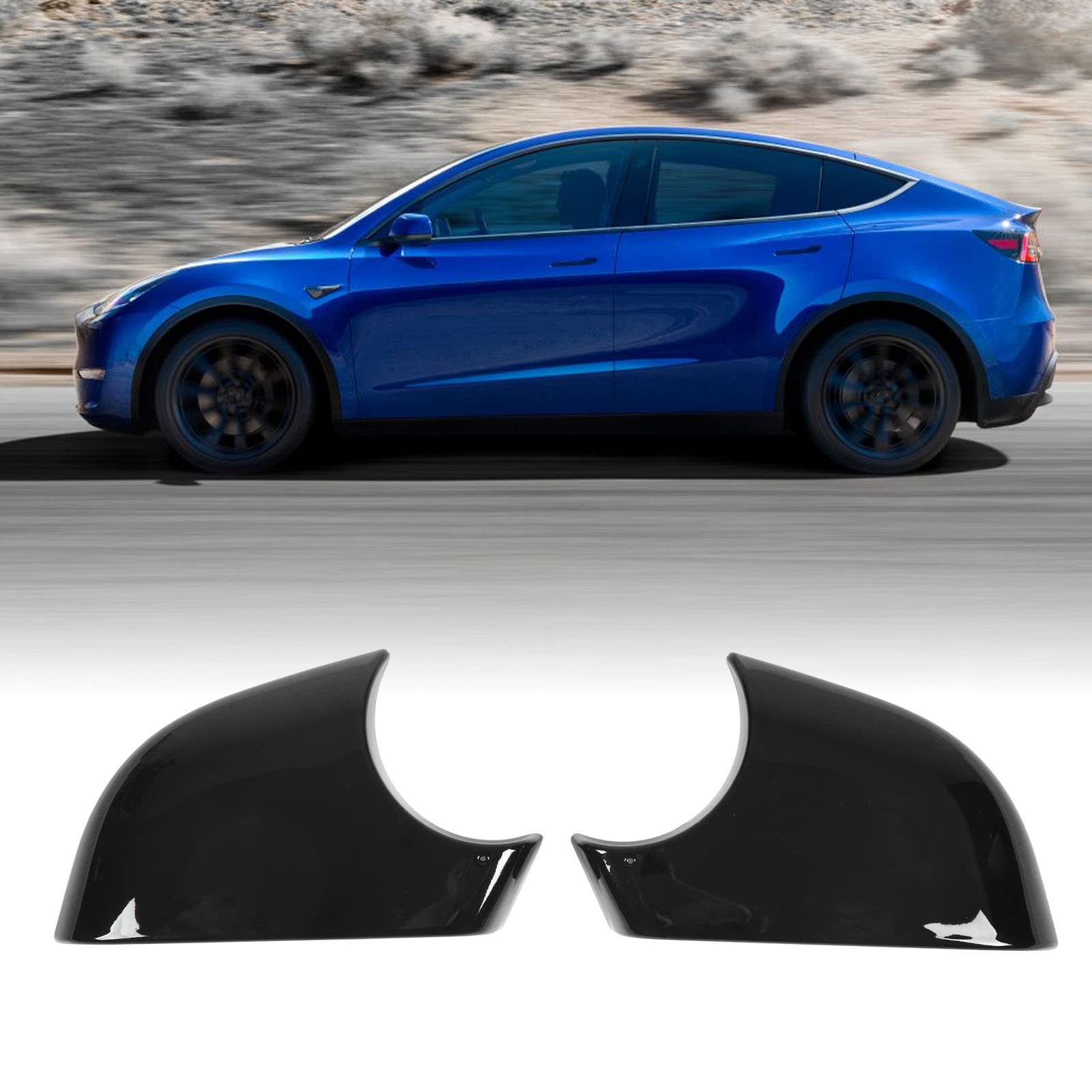 pezzi Copri specchietto retrovisore porta nero lucido Copri specchietto retrovisore sinistro destro di ricambio per Tesla Model Y - 2