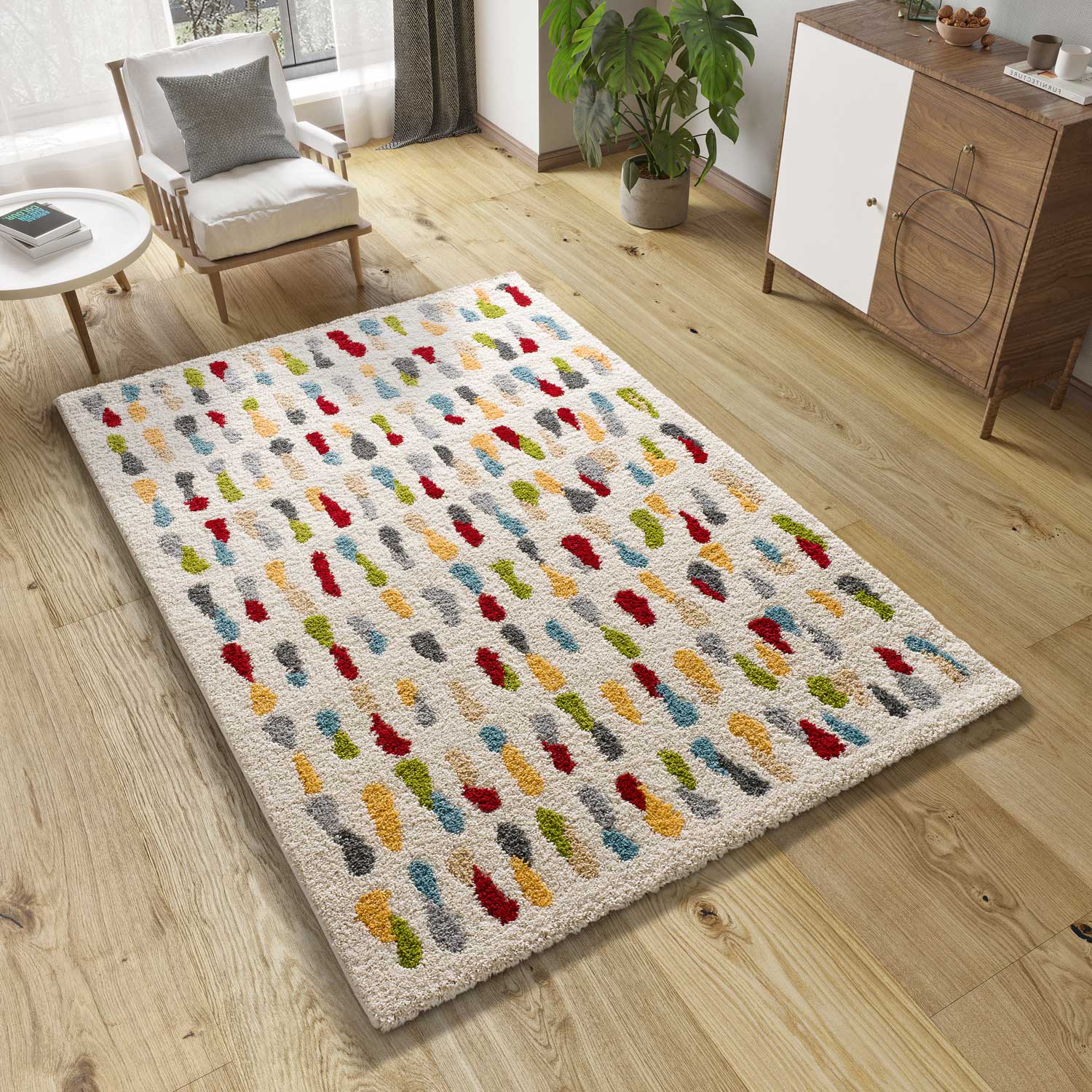 BREMEN shaggy geometryczny wielokolorowy prostokątny dywan 160 x 230 cm - ATTICGO