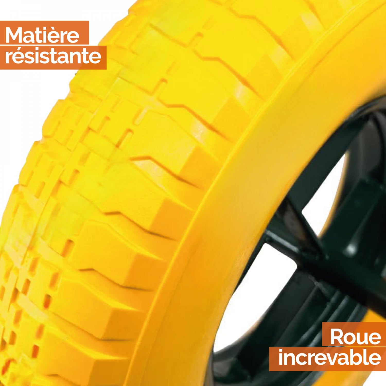 Roue increvable pour brouette 38 x 9 cm - Axe 20 mm - Axe 20 mm - Linxor - 3