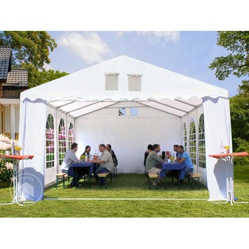 3x6 m Carpa para fiestas XXL, altura lateral 2,6m, PVC 1400, con base reforzada, ignífugo, blanco - 3