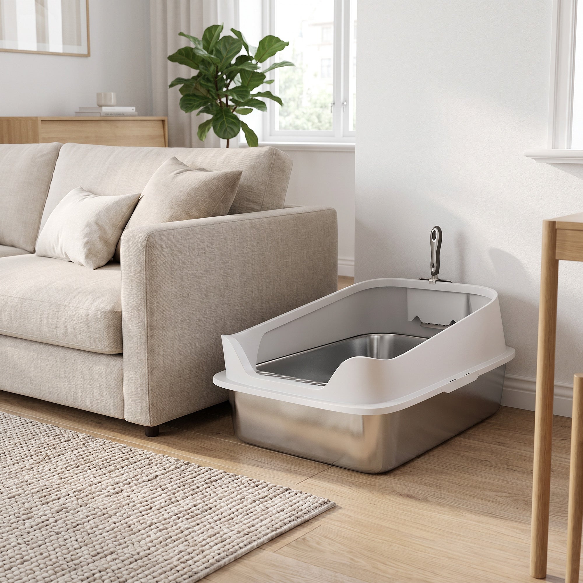 Pawhut Arenero Para Gatos Acero Inoxidable, Pp 60.2X40.2x29.7 Cm Gris Acero Inoxidable, Leroy Merlin