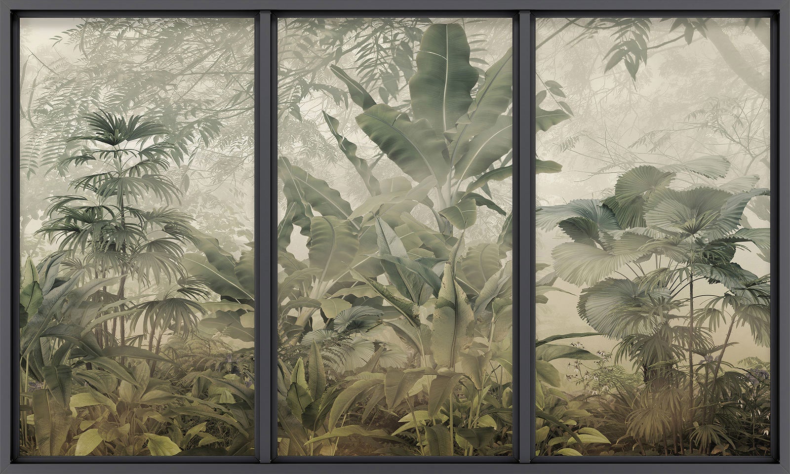 Papier peint panoramique intissé décoratif Trompe l'oeil baie vitrée - Jungle - L260 cm x H156 cm - 2