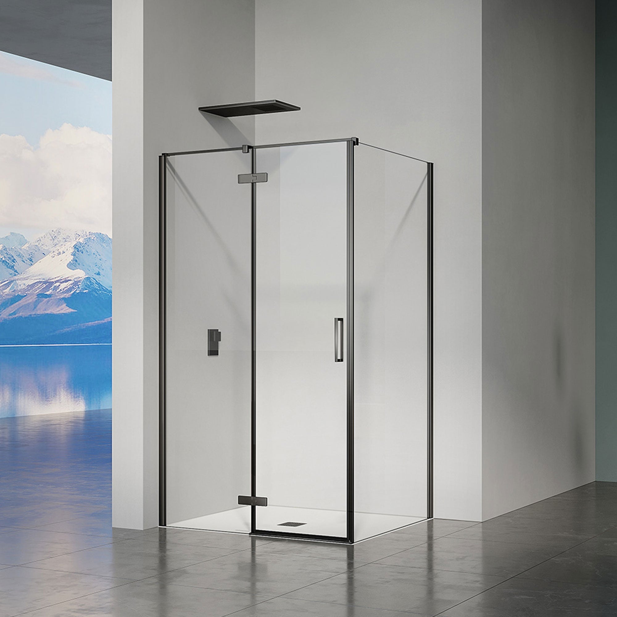 Cabine de douche 3 côtés verre et pvc blanc h 200 mod. Lite porte de douche + 2 parois latérales 75x80x75 cm transparent