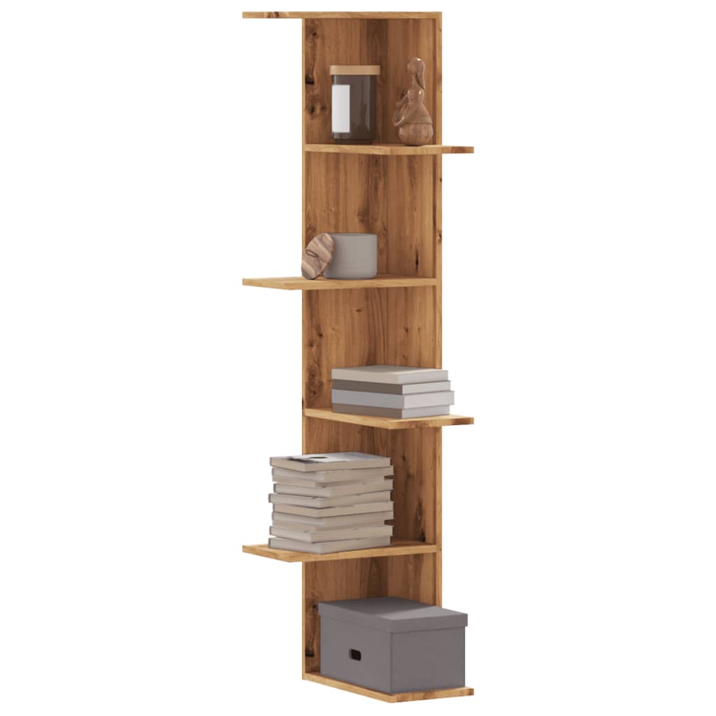 Étagère d'angle murale | Étagère flottante | Étagères de rangement chêne artisanal bois d'ingénierie CFW96804 - 2