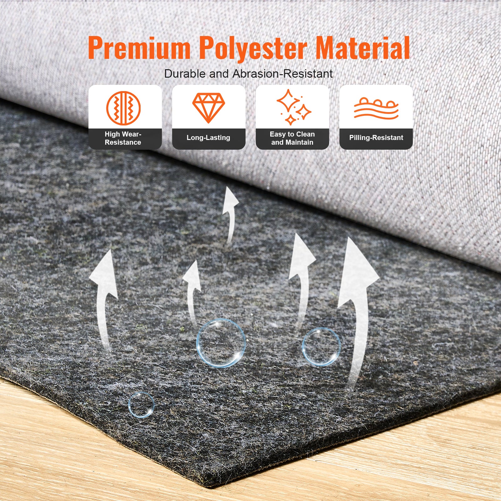 Tapis antidérapant,VEVOR 25 x 94,5 pouces,protecteur de tapis en caoutchouc,0,24 pouce d'épaisseur Tapis antidérapant en feutre double face,1-2㎡ - 4