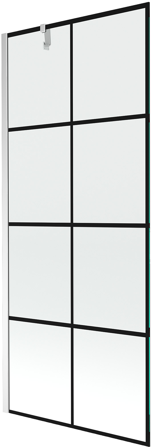 Mexen Next parawan nawannowy 1-skrzydłowy 80 x 150 cm, czarna kratka, chrom - 895-080-000-00-77-01