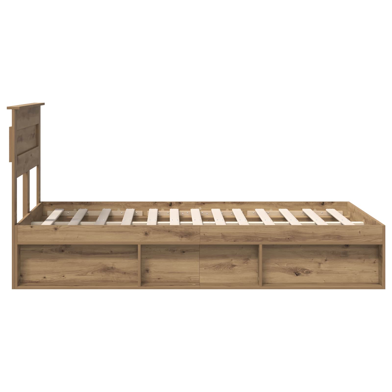 Cadre de lit chêne artisanal 120 x 190 cm bois de pin massif - 8
