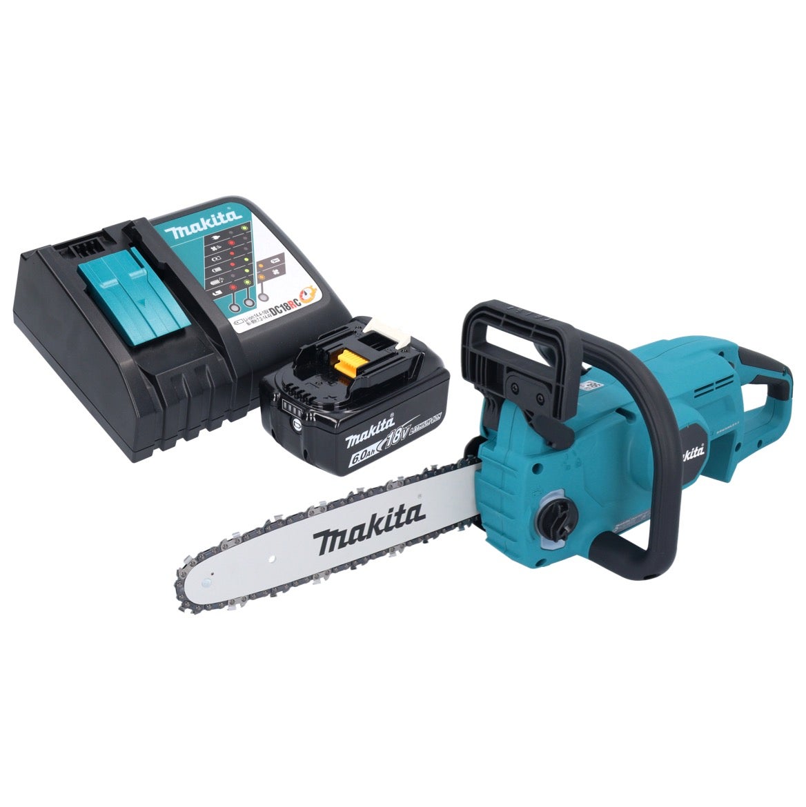 Makita DUC 353 PT2 Tronçonneuse à Chaîne Sans Fil 36V   2x18V Brushless 35 Cm 2x 5 0 Ah Batterie Chargeur Double